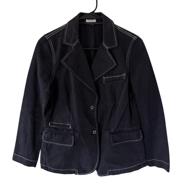 Miu Miu Black Denim  Blazer Jacket - Picture 6 of 16